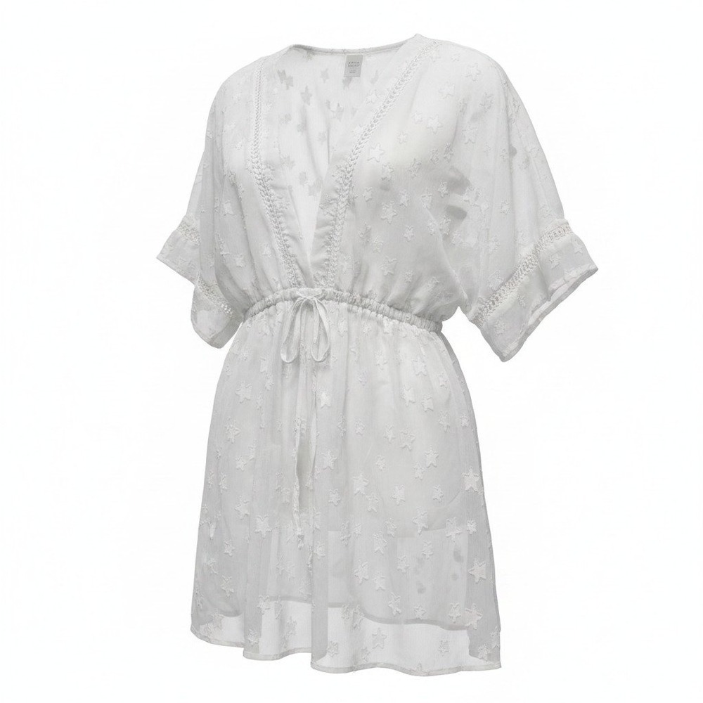 Peyton & Parker Swim Cover Up Women XS White Excellent Star Crochet Lace V-Neck‎